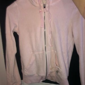 pink velvet hollister zip up hoodie